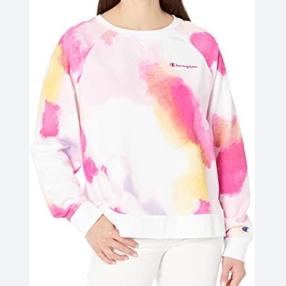 Champion Tops - NWT Champion Multi Wash Campus French Terry tie dye cropped sweatshirt Size L